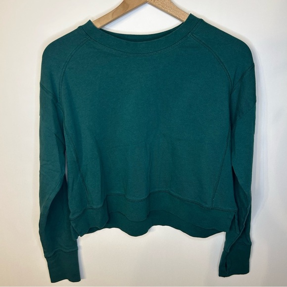 Sweaty Betty After Class Crop Sweatshirt in Glade Green Organic Cotton, Size S - Picture 7 of 13